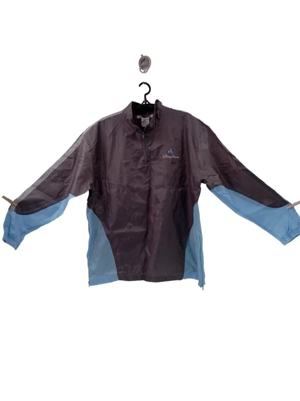 Disney Parks Mens Blue Gray Packable Jacket Size M Pullover Windbreaker Walt - Picture 2 of 14